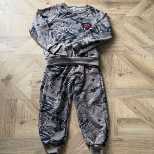Lola + The Boys Superman Graphic Jogger Set - Gray
